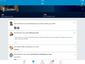 This image shows the 'Me' page on the new LinkedIn app.