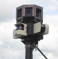 This image shows a camera that Google uses to photograph their street view images.