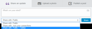 The options for sharing a post on LinkedIn have also changed. 