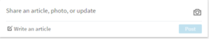 You can easily share a photo or article easily on the new LinkedIn